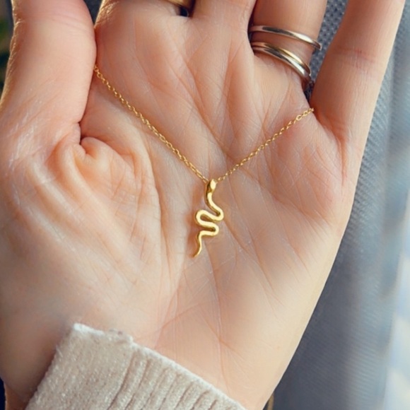 14K Gold Vermeil Snake Necklace - Picture 11 of 13